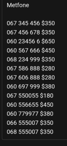 Metfone number for sale