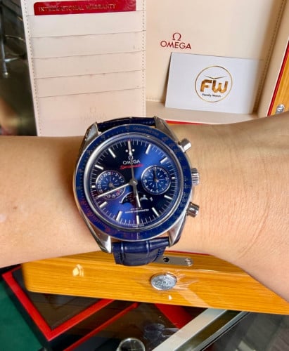 Omega Speedmaster Moonphase 💙Blue Dial 44mm Full Set