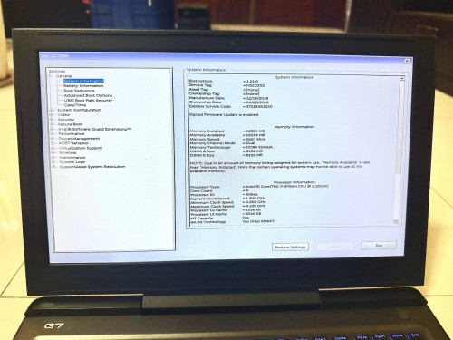 Dell G7 CORE i7 8th Gen / 16GB RAM / 1TB HDD + 256GB SSD