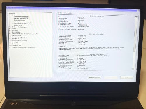 Dell G7 CORE i7 9th Gen / 16GB RAM / 512GB SSD