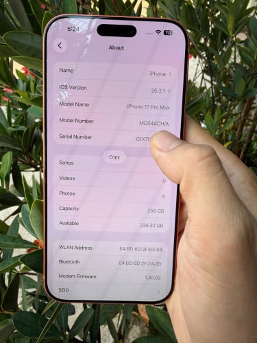 Iphone 17 pm សុីម2 256G ថ្ម100% ស្អាតដូចថ្មី ហ្សុីនណែន