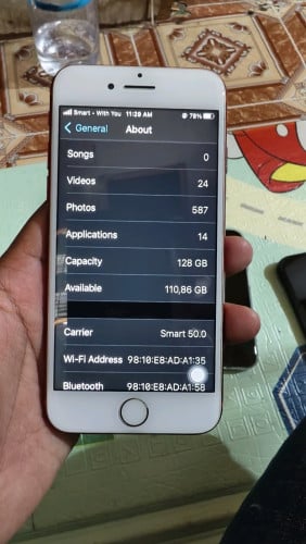 Iphone 7g 128g battery 91% 92% សានុំសុីន ភាគរយថ្មខ្ពស់ តួរ95%