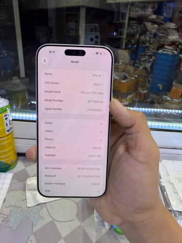 Iphone17promax 256G ZA battery 100% សាកបាន 71