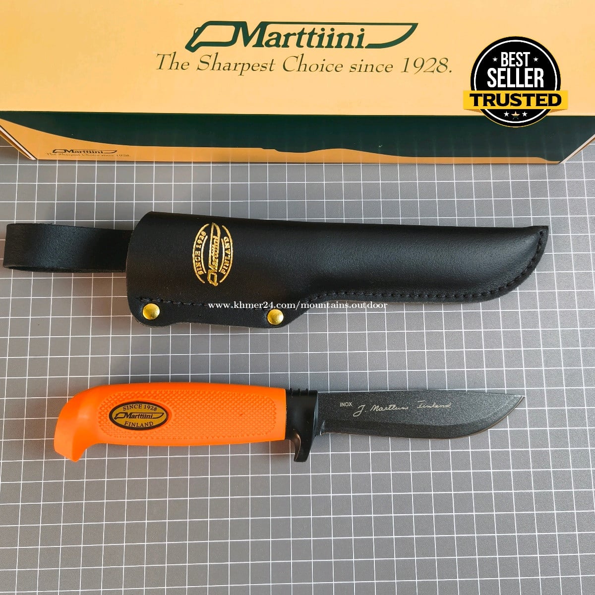 Marttiini Skinning Knife Orange Martef Coated Blade