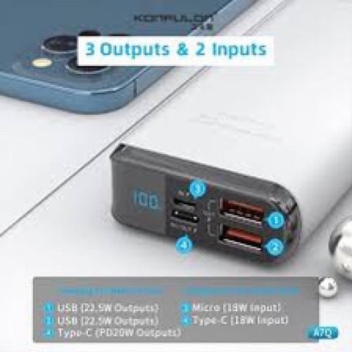 22.5W 20000mah Powerbank white color