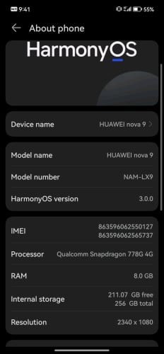 លក់ហើយHuawei nova 9 Global version