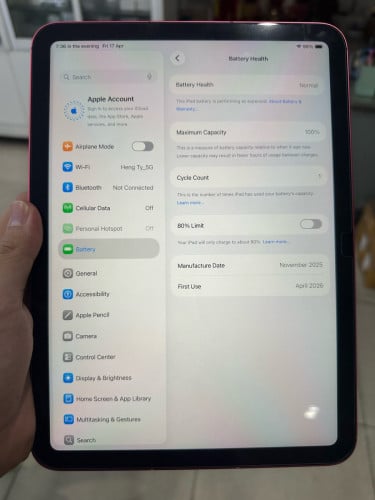 IPad A16 ក្រុមហ៊ុន (Sim 5G), មួយទឹកដូចថ្មី 99.99% ប្រើបាន1ថ្ងៃលក់វិញ