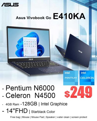 Asus vivobook E410 ថ្មី ធានា១ឆ្នាំ