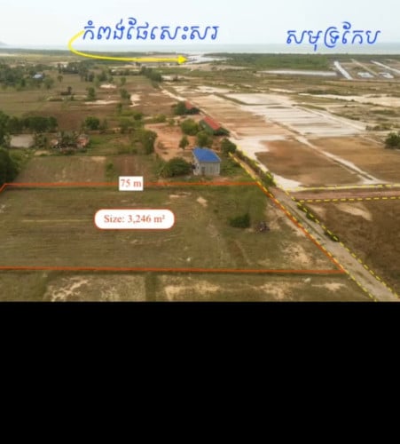 ដីសម្រាប់លក់ប្រញ៉ាប់ (43m*75m) ជិតគម្រោងសមុទ្រកោងកែង
