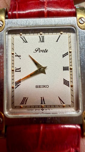 Original Ultra Rare Vintage SEIKO Porte Tank Textured Dial Screws Case SGP JDM 1996 - Con 90%