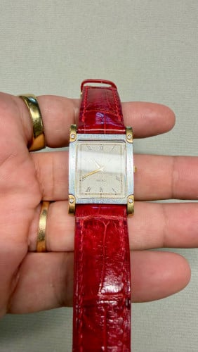 Original Ultra Rare Vintage SEIKO Porte Tank Textured Dial Screws Case SGP JDM 1996 - Con 90%