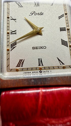 Original Ultra Rare Vintage SEIKO Porte Tank Textured Dial Screws Case SGP JDM 1996 - Con 90%