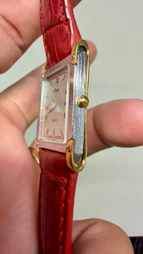 Original Ultra Rare Vintage SEIKO Porte Tank Textured Dial Screws Case SGP JDM 1996 - Con 90%