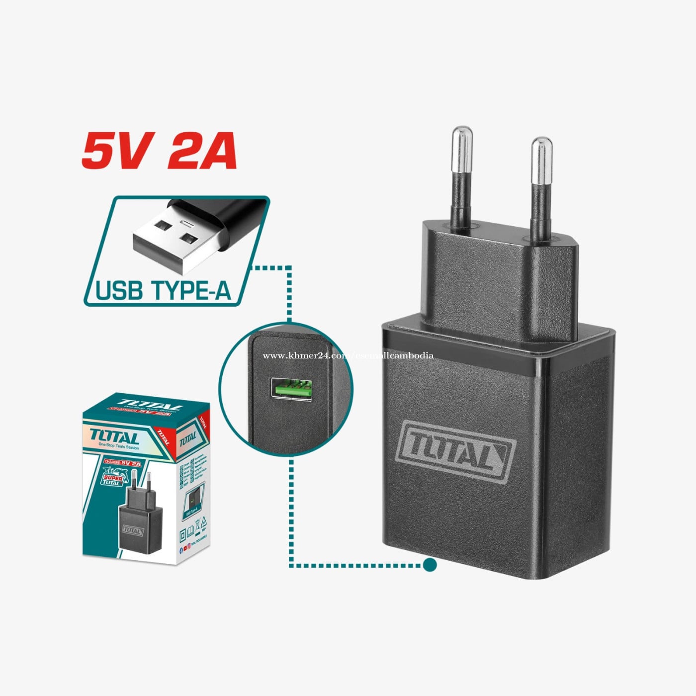 TOTAL Charger 5V / 2A USB Type-A (TCLI120502)