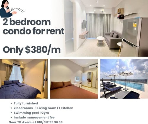 Big discount only - $380/m for 2bedrooms condo