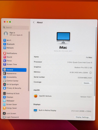 I Mac last 2017 21.5inch 4K