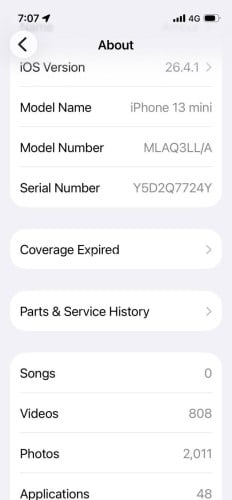 iPhone 13 mini Red 256G LL/A Battery 74%(សុំនុំ មិនដែលគាស់)(មកមើលមុនបានមុន)