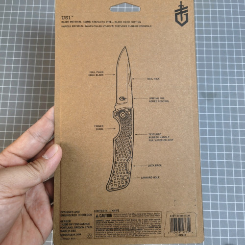 Gerber US1 Folding Knife – 2.6" Black Blade, GFN Handle, Lockback (31-003040)