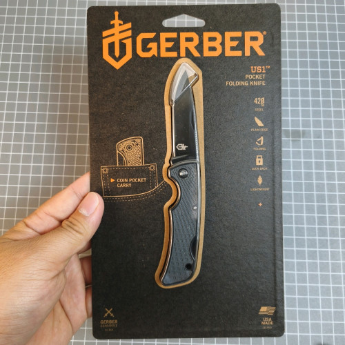 Gerber US1 Folding Knife – 2.6" Black Blade, GFN Handle, Lockback (31-003040)