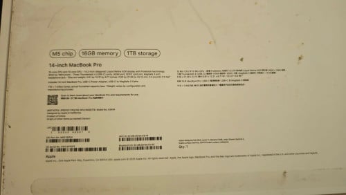 MacBook Pro 14 inch M5 Spec Ram 16G 1Tb