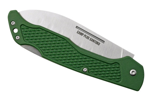 Ontario Camp Plus Folding Santoku Knife 4.25" Satin Blade, OD Green GFN Handle, Lockback - 4305