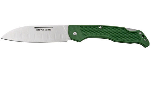Ontario Camp Plus Folding Santoku Knife 4.25" Satin Blade, OD Green GFN Handle, Lockback - 4305
