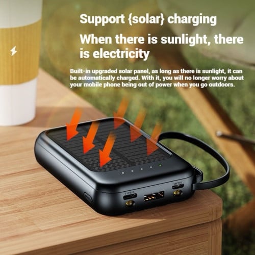 SOLAR POWER BANK BUILT IN WITH CABLE 10000mAh