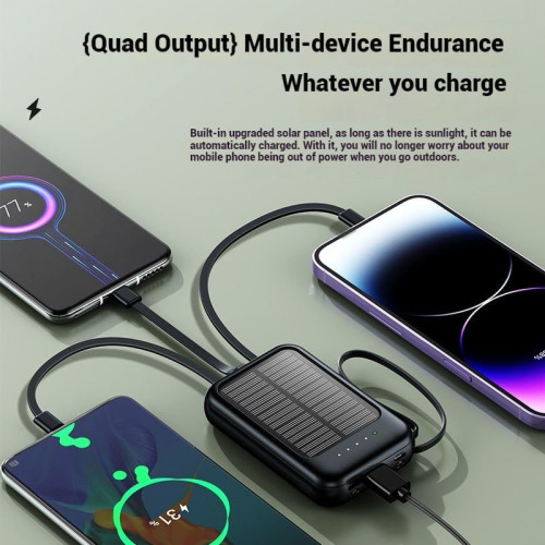 SOLAR POWER BANK BUILT IN WITH CABLE 10000mAh
