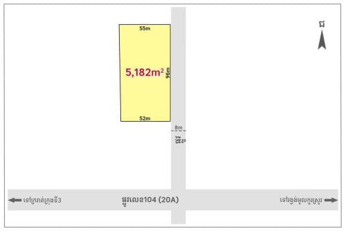 Land for Sale (96mx55m) along 8m wide road, Tien Commune