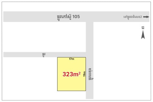 Land for Sale near Road 105 & National Road 2, Kandal Stoeung District