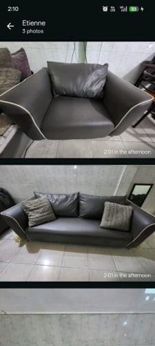 Leather couch and 2 love  150. Brand New