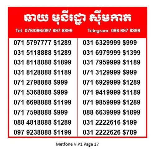 Metfone Number 097 5555997