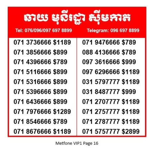 Metfone Number 097 5555997