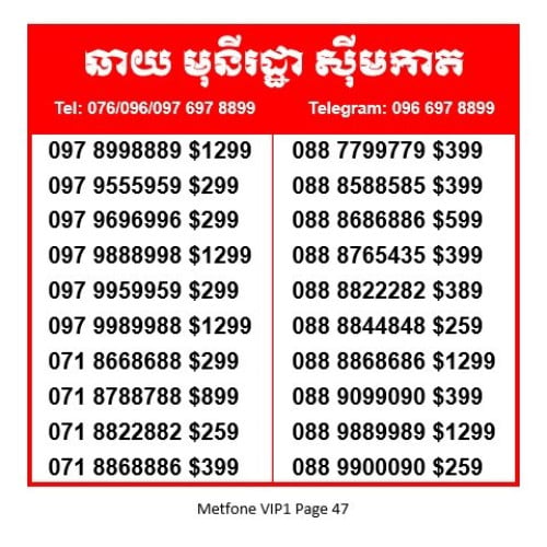 Metfone Number 097 5555997