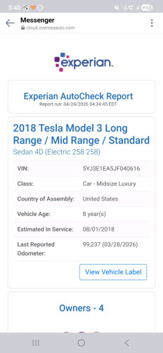 Tesla 2018 long rang