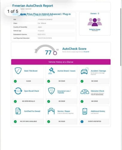 Toyota prius 2012 options 3 plug in