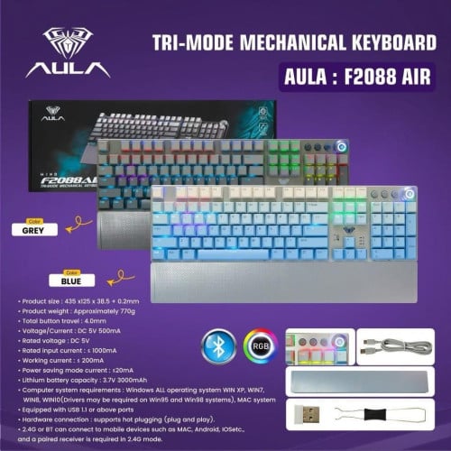 Keyboard gaming brand Aula F2088 Air ទើបចូលស្តុកថ្មី ថ្មីប្រអប់ អីវ៉ាន់មាននៅក្នុងស្តុក