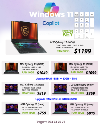 MSI Cyborg 17 | Core 7 16GB 1TB 17.3" RTX5060 8GB | RGB Keyboard
