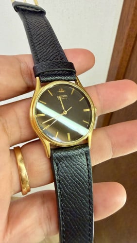Original Rare Vintage SEIKO Galaxy Quartz Dress Watch Black Dial SGP 1983 - (Condition 90%)