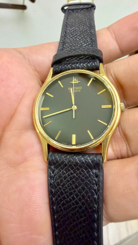 Original Rare Vintage SEIKO Galaxy Quartz Dress Watch Black Dial SGP 1983 - (Condition 90%)
