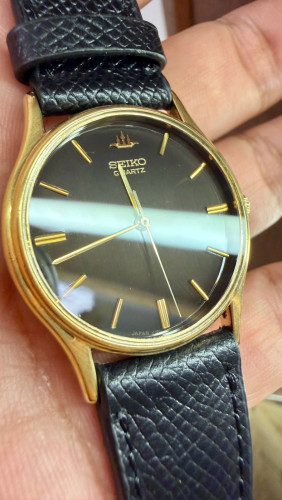 Original Rare Vintage SEIKO Galaxy Quartz Dress Watch Black Dial SGP 1983 - (Condition 90%)