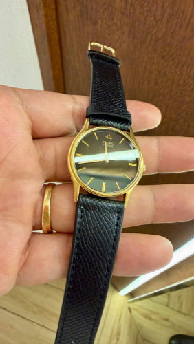 Original Rare Vintage SEIKO Galaxy Quartz Dress Watch Black Dial SGP 1983 - (Condition 90%)