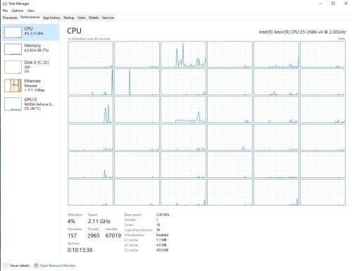 Xeon 2686 v4 18core 36threads ram 64G vga 1660 6G 300$