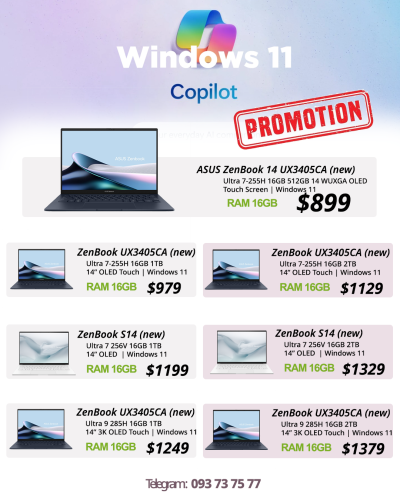 ASUS ZenBook S14 Display OLED Ultra 7 256V 16GB 1TB 14" OLED = $1185