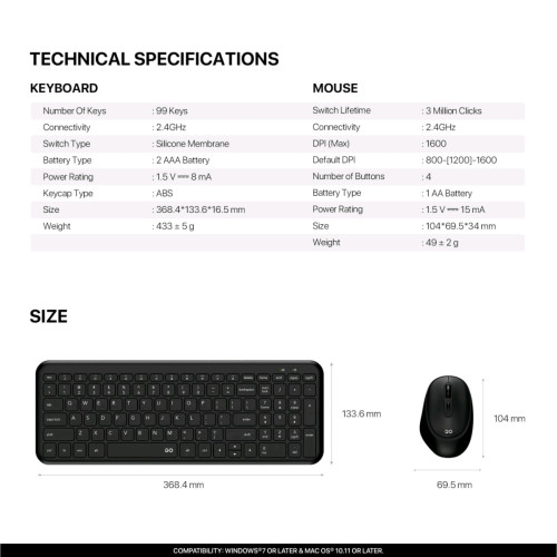 Fantech WK901 GO Wireless Mouse Keyboard Combo