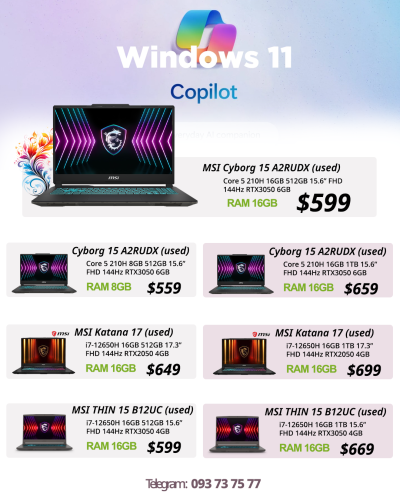 MSI Thin 15 - core i7-12650H 16GB 512GB 15.6" RTX2050 = $599
