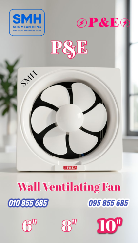 កង្ហារបឺត_ជញ្ជាំង P&E Wall Ventilating Fan _ 6" / 8" / 10"