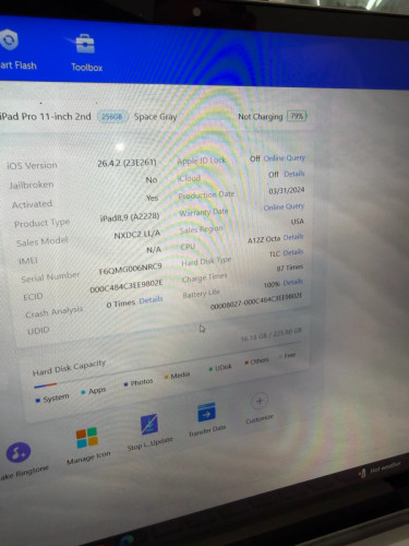 iPad Pro 11” 2020 256G WiFi ស្អាត99% សាក់ថ្ម87ដង ថ្ម100%
