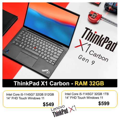 Lenovo ThinkPad X1 Carbon | i5-1145G7 32GB 1TB 14" Touch = $599