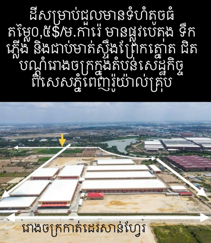ដីជួលជិតតំបន់រោងចក្រ នៃតំបន់សេដ្ឋកិច្ចពិសេសភ្នំពេញ